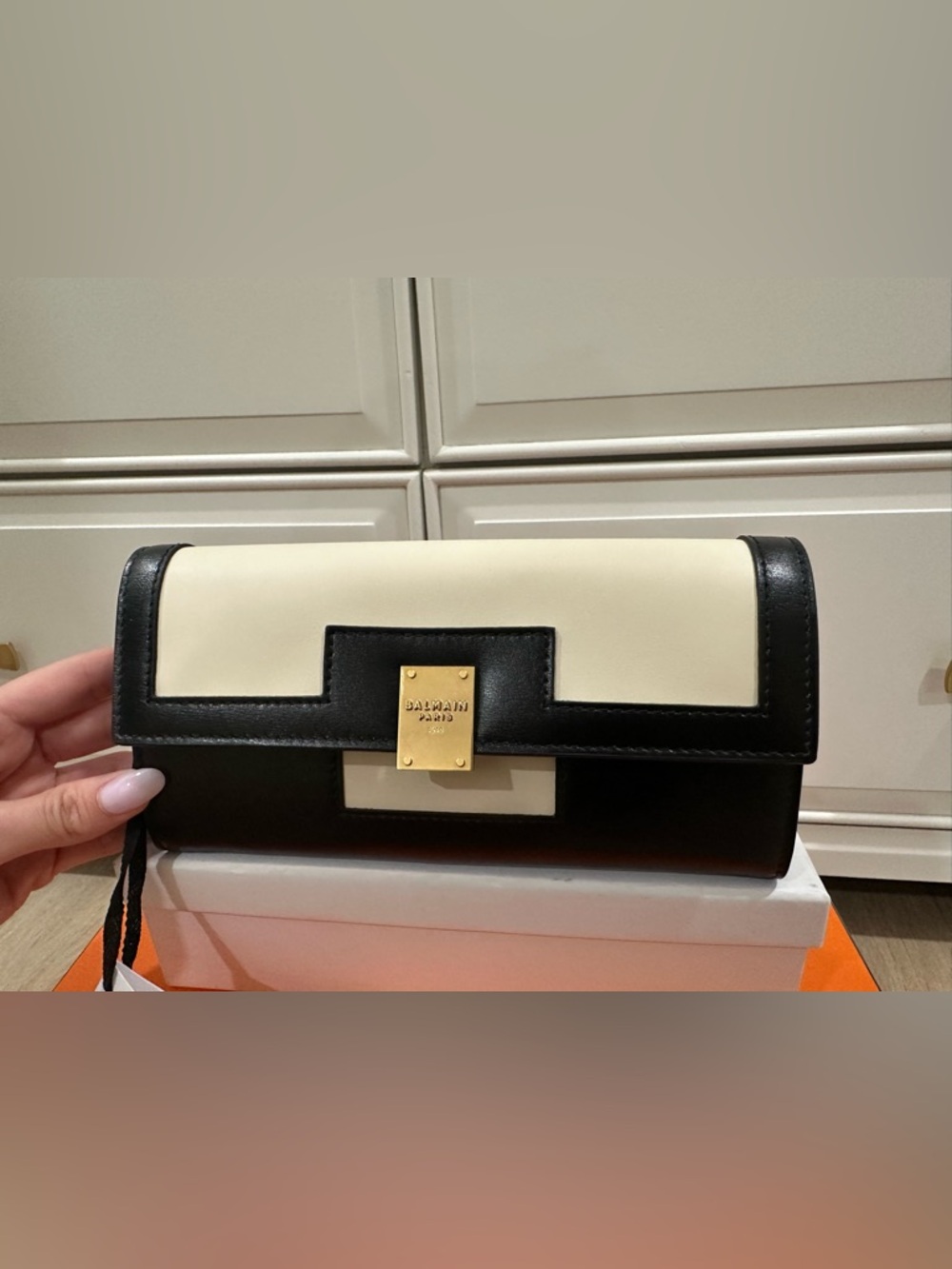 NWT Balmain 1945 Heritage Black & Ivory Long Wallet